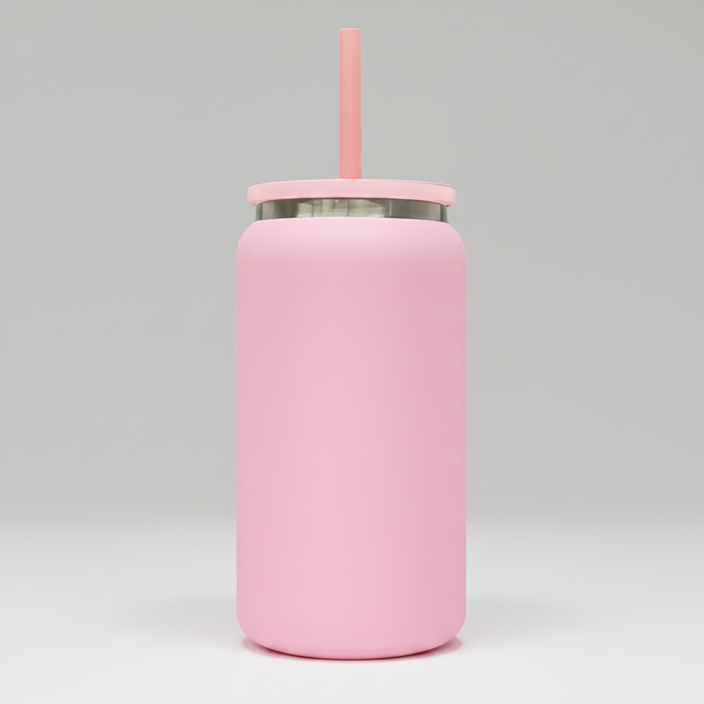 16oz Mirror Black Plated Tumbler - Pink