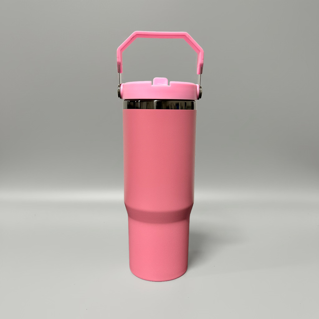 30oz Black Plated Flip Tumbler - Pink
