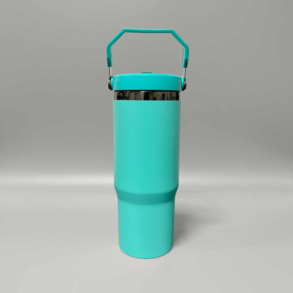 30oz Black Plated Flip Tumbler - Turquoise