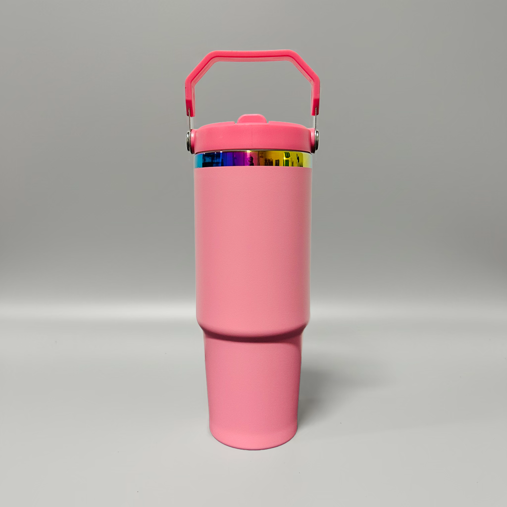 30oz Rainbow Plated Flip Tumbler - Pink