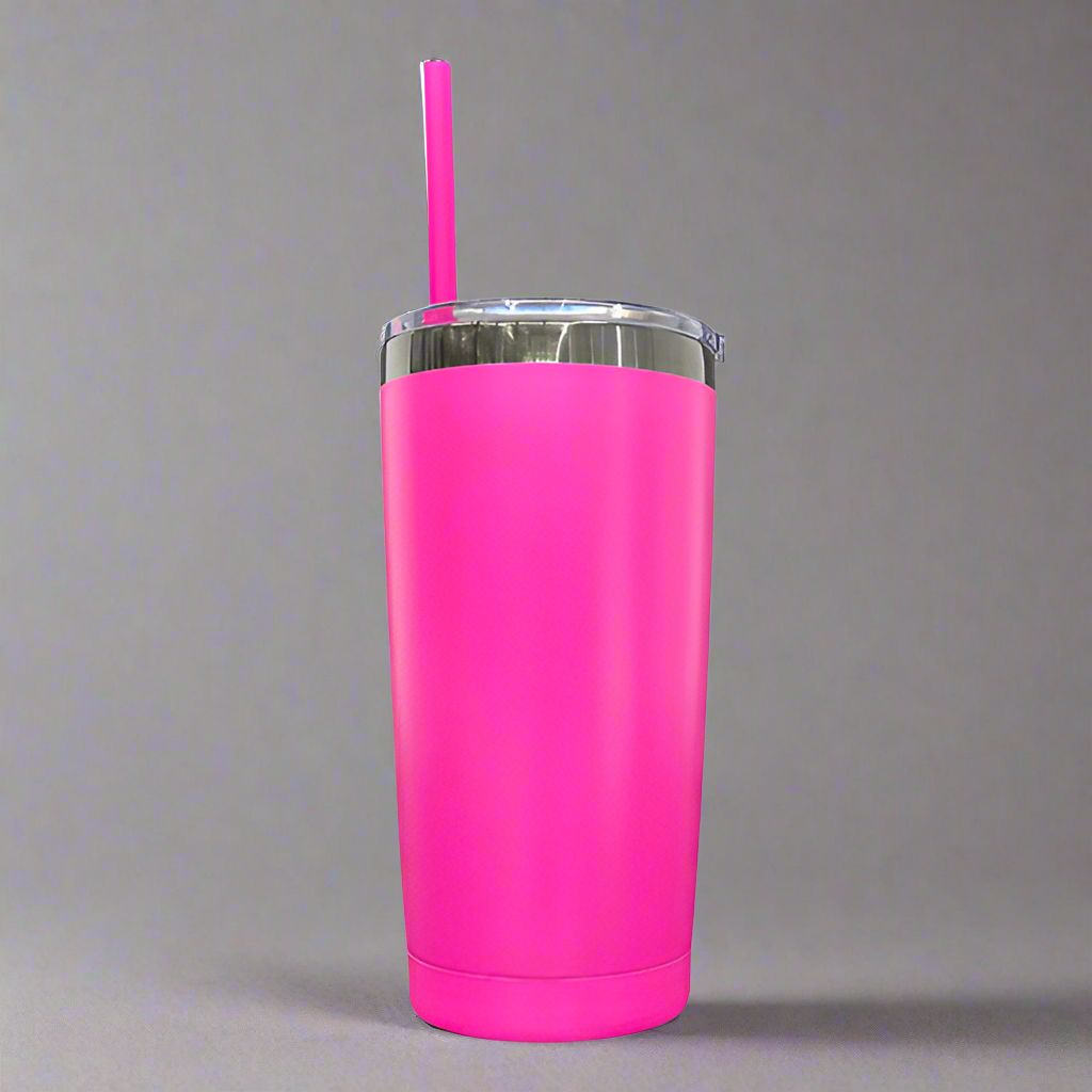 20oz Mirror Black Plated Tumbler - Hot Pink