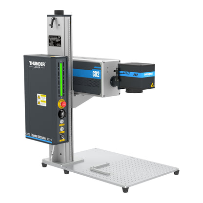 Thunder CO2 Galvo 60W open-frame laser marker, three-quarter front-left view