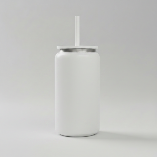 16oz Mirror Black Plated Tumbler - White