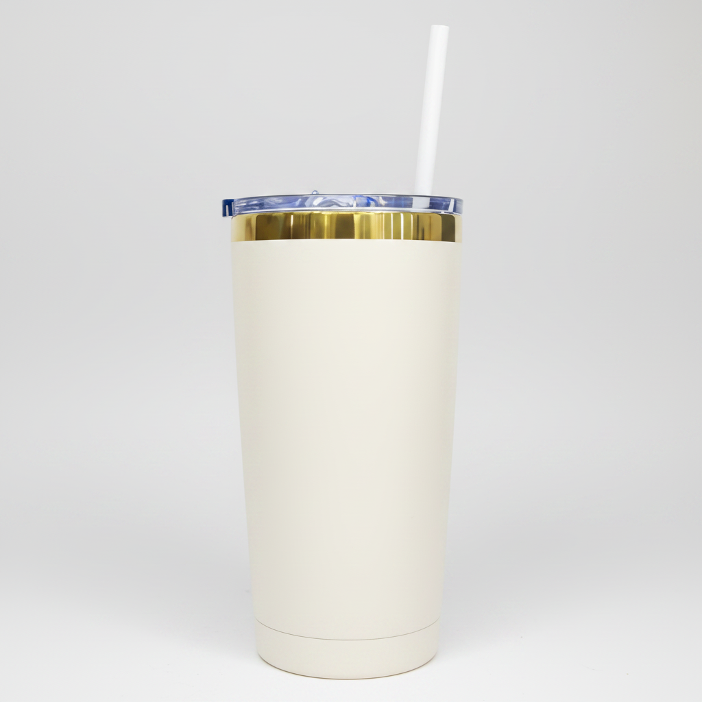 20oz Mirror Gold Plated Tumbler - Cream