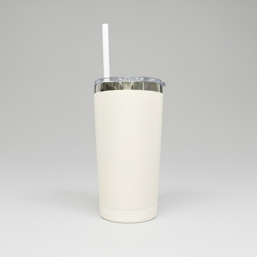 20oz Mirror Black Plated Tumbler - Cream