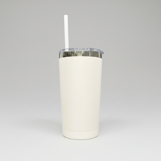 20oz Mirror Black Plated Tumbler - Cream