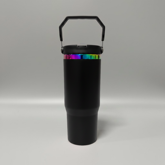 30oz Rainbow Plated Flip Tumbler - Black