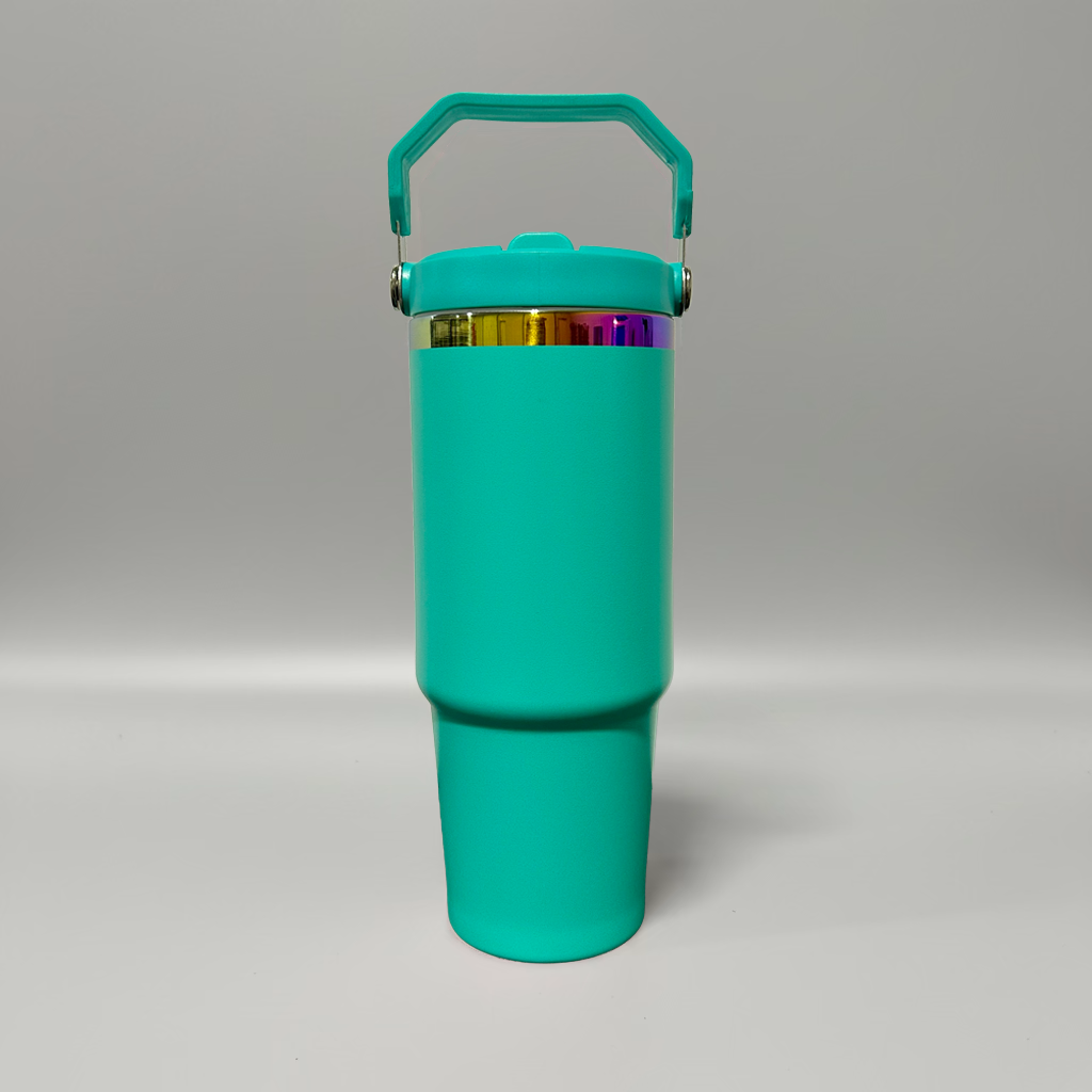 30oz Rainbow Plated Flip Tumbler - Turquoise