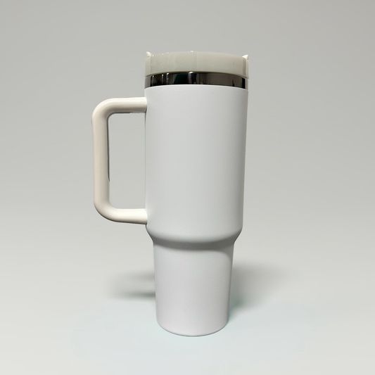 40oz Mirror Black Plated Tumbler - White