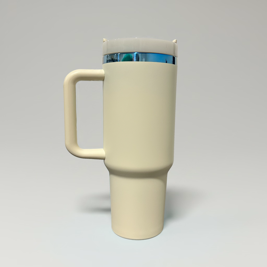40oz Blue Plated Tumbler - Cream