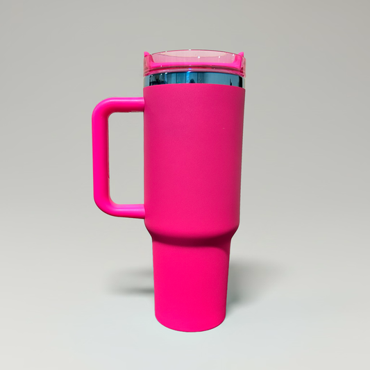 40oz Blue Plated Tumbler - Hot Pink