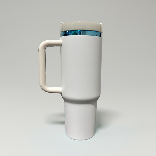 40oz Blue Plated Tumbler - White