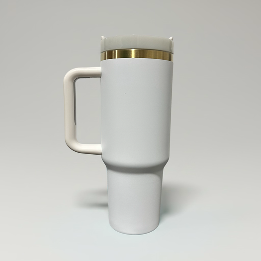 40oz Gold Plated Tumbler - White