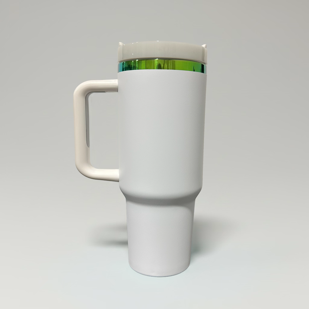 40oz Green/Blue Plated Tumbler - White