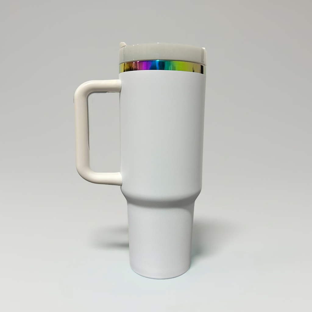 40oz Rainbow Plated Tumbler - White