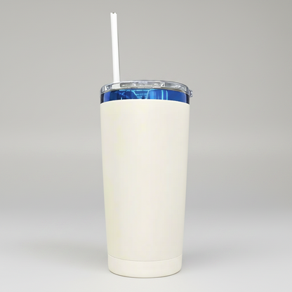 20oz Blue Plated Tumbler - Cream