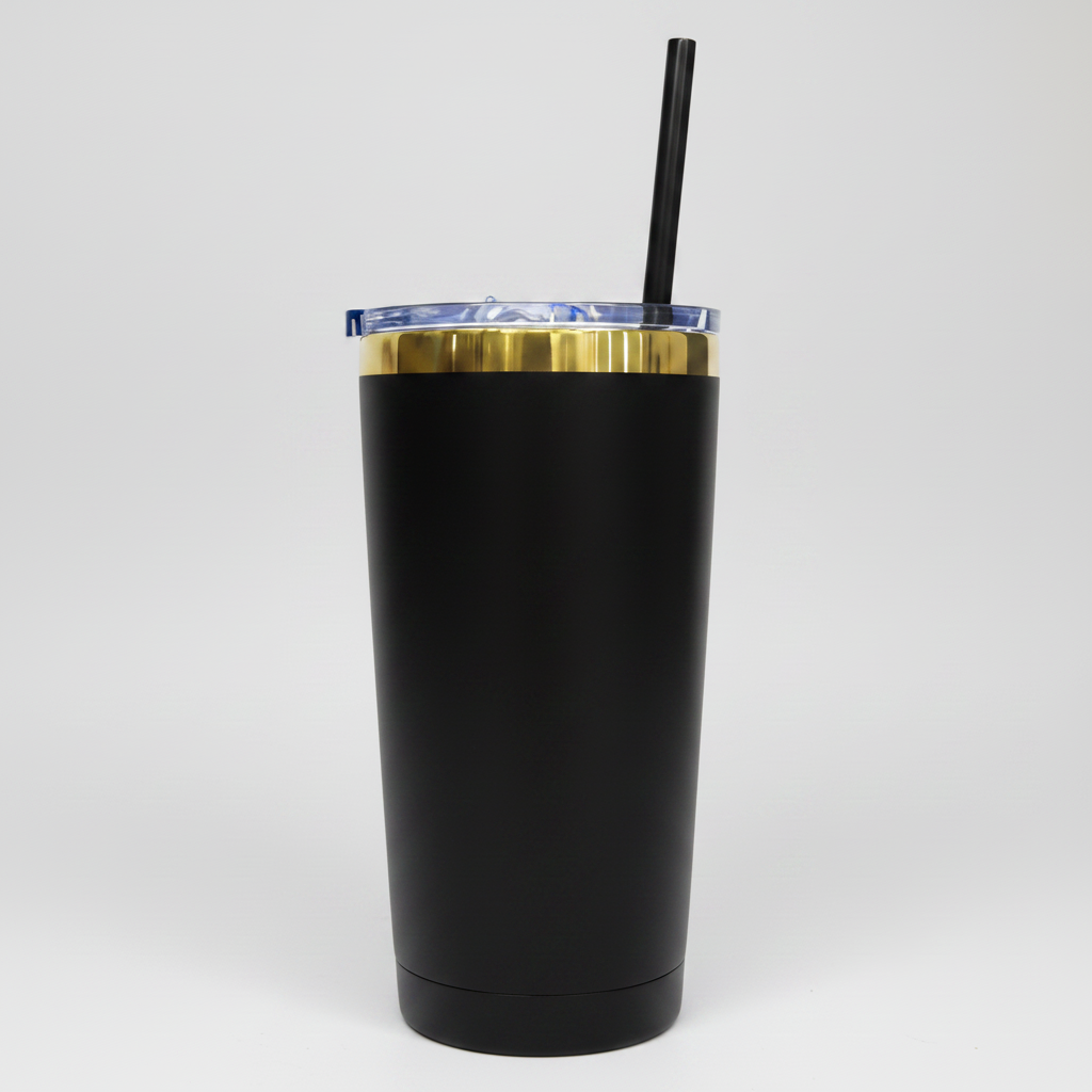 20oz Mirror Gold Plated Tumbler - Black