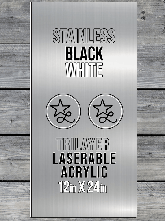 Acrylic: Stainless / Black / White TriLayer Durra-Bull™ Laserable Panels (12"x24")