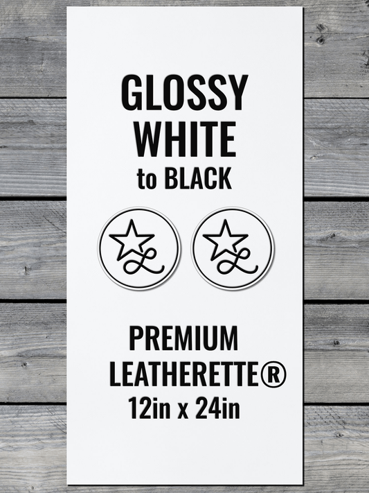 Glossy White / Black Durra-Bull Premium Leatherette® Sheets (12x24)