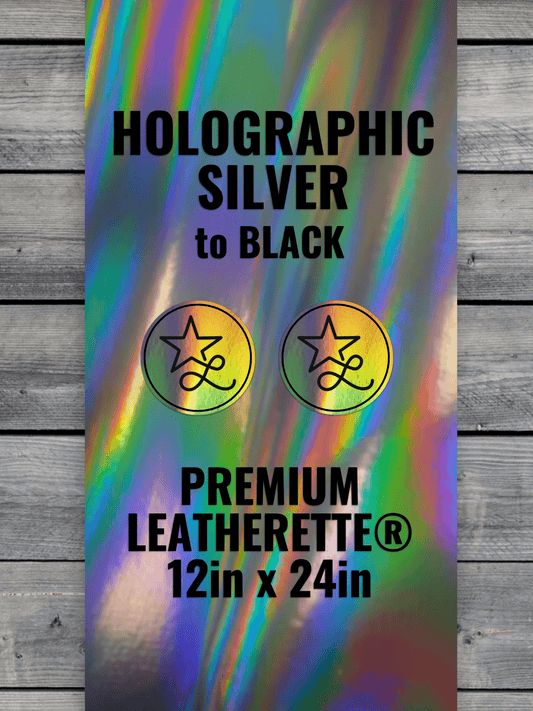 Holographic Silver / Black Durra-Bull Premium Leatherette® Sheets (12x24)
