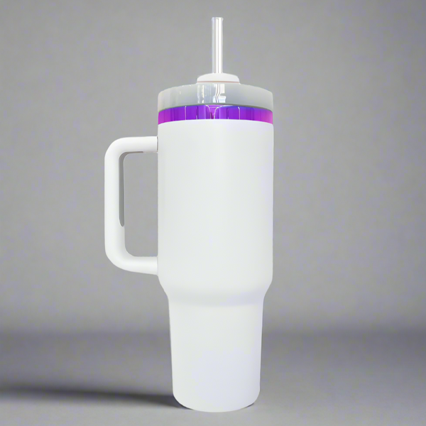 40oz Purple Plated Tumbler - White – Thunder Laser USA