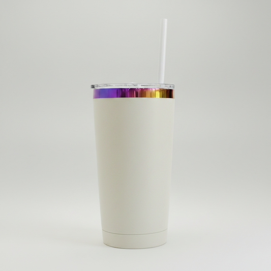 20oz Rainbow Plated Tumbler - Cream