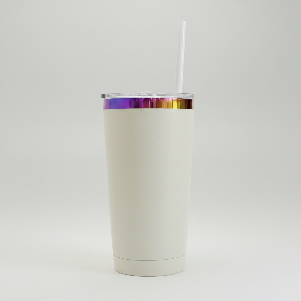 20oz Rainbow Plated Tumbler - Cream