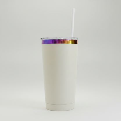 20oz Rainbow Plated Tumbler - Cream